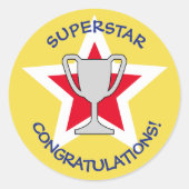 Sticker Rond Félicitations étoile trophée jaune (Devant)