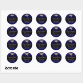 Sticker Rond Félicitations Gold Confetti Graduation Blue (Feuille)
