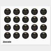 Sticker Rond Félicitations Gold Confetti Graduation Noir (Feuille)