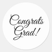 Sticker Rond Félicitations grad blanc élégant script graduation (Devant)