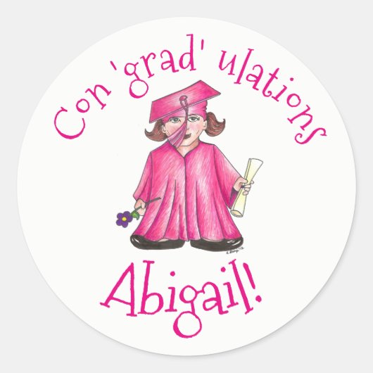 Sticker Rond Félicitations Grad Graduate Graduate Casquette Gow (Devant)