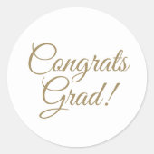 Sticker Rond Félicitations grad or blanc élégant script graduat (Devant)