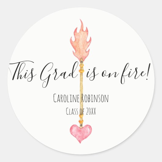 Sticker Rond Félicitations Grad simple élégante aquarelle rose  (Devant)