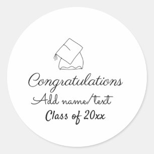 Sticker Rond Félicitations graduation ajouter nom année de text