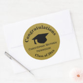 Sticker Rond Félicitations, Graduation de classe 20xx, Mat Gold (Enveloppe)
