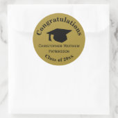 Sticker Rond Félicitations, Graduation de classe 20xx, Mat Gold (Sac)