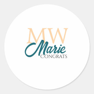 Sticker Rond Félicitations graduation monogramme orange bleu 20