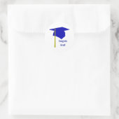 Sticker Rond Félicitations Grand Bleu Casquette Jaune Tassel Gr (Sac)