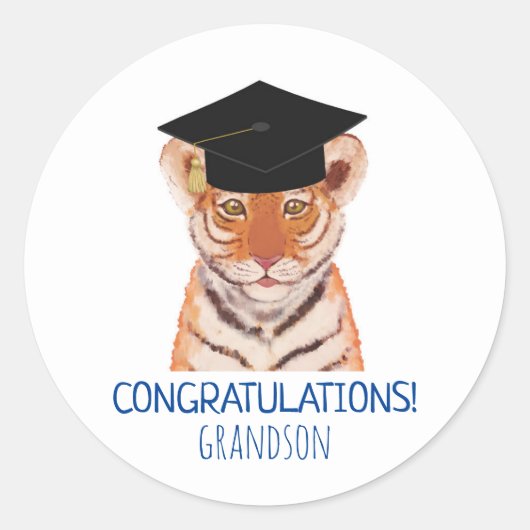 Sticker Rond Félicitations Grandson Tiger Cub Illustration (Devant)