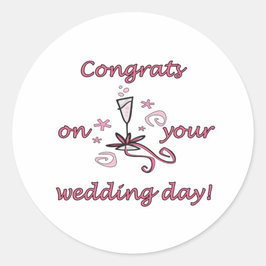 Sticker Rond Félicitations, jour de mariage (Devant)