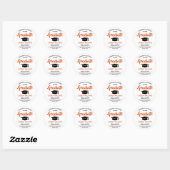 Sticker Rond Félicitations Orange Black and White Graduation (Feuille)