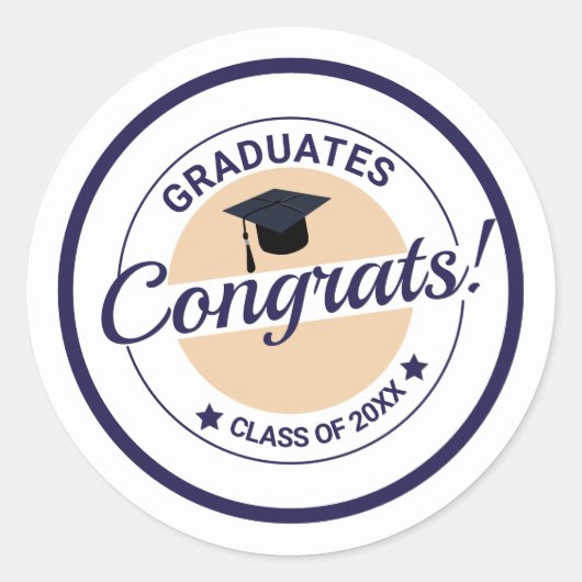 Sticker Rond Félicitations pour la graduation personnalisable é (Devant)