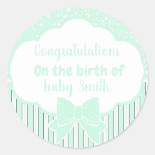 Sticker Rond Félicitations pour la naissance de (Devant)
