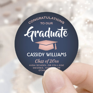 Sticker Rond Félicitations pour la remise des diplômes Navy et