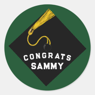 Sticker Rond Félicitations pour la remise des diplômes Vert