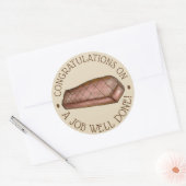 Sticker Rond Félicitations pour un travail bien fait Steak Féli (Enveloppe)