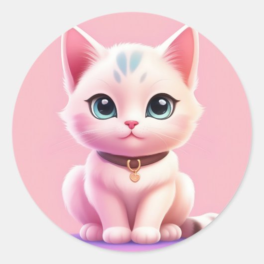 Sticker Rond Feline Cat Pastel (Devant)