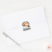 Sticker Rond Feline fin au soleil - Chat Tropical relaxé (Enveloppe)