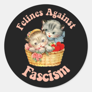 Sticker Rond Felines contre le fascisme