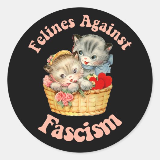 Sticker Rond Felines contre le fascisme (Devant)