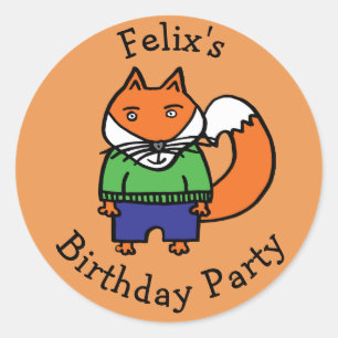 Sticker Rond Felix le renard fête d'anniversaire