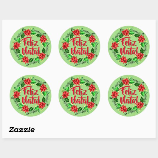 Sticker Rond Feliz Natal Portugais Joyeux Noël (Feuille)