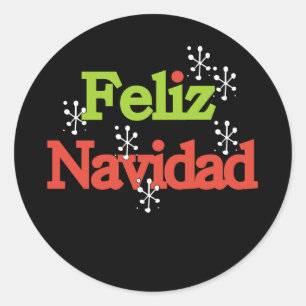 Sticker Rond Feliz Navidad Joyeux Noël
