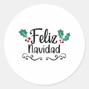 Sticker Rond Feliz Navidad Joyeux Noël