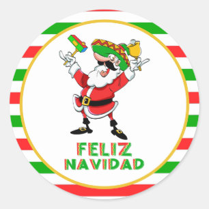 Sticker Rond Feliz Navidad Mexique Noël Père Noël