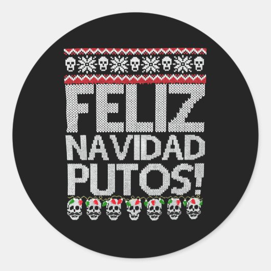 Sticker Rond Feliz Navidad Putos Mexicain (Devant)
