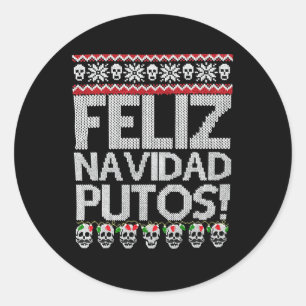 Sticker Rond Feliz Navidad Putos Mexicain