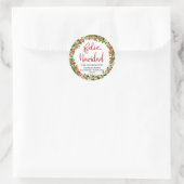 Sticker Rond Feliz Navidad Red Aquarelle Holly Wreath (Sac)