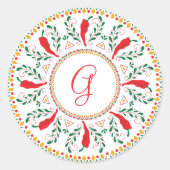 Sticker Rond Feliz Navidad Red Chile Pepper (Devant)