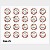Sticker Rond Feliz Navidad Script Rouge Poinsettia Wreath Class (Feuille)