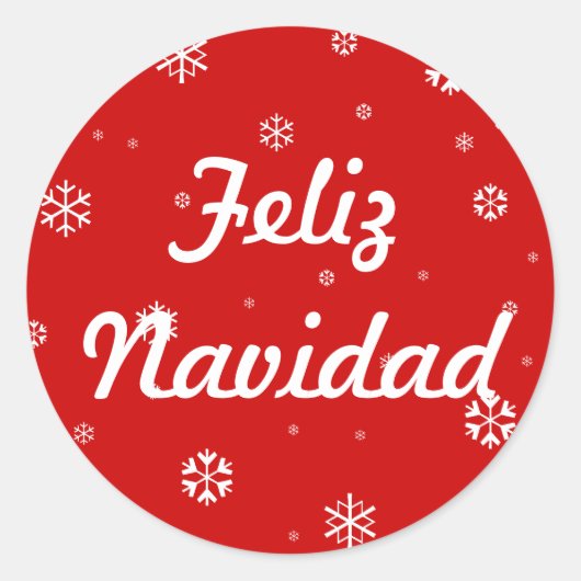 Sticker Rond Feliz Navidad Snowflakes (Devant)