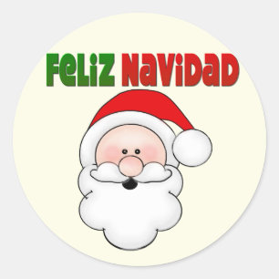 Sticker Rond Feliz Navidad Spanish Père Noël