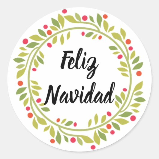 Sticker Rond Feliz Navidad Vacances Noël (Devant)