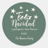 Sticker Rond Feliz Navidad y próspero Año Nuevo Holiday (Devant)