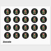 Sticker Rond Feliz Navidog German Shepherd Dog Holiday Merry Ch (Feuille)