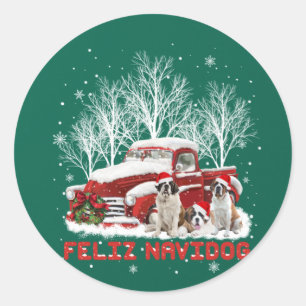 Sticker Rond Feliz Navidog Saint Bernard Amoureux de les chiens