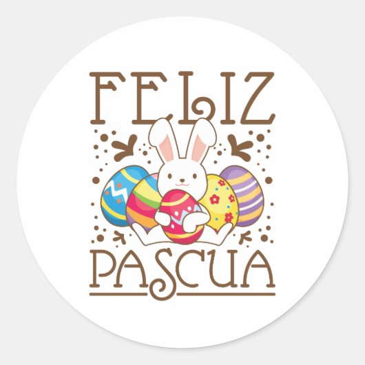 Sticker Rond Feliz Pascua Bonne Pâques Espagnol (Devant)