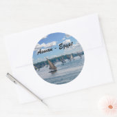 Sticker Rond Feluccas le long du Nil - Assouan, Egypte (Enveloppe)