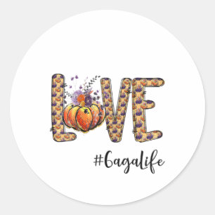 Sticker Rond Femens Love Gaga Vie Citrouille Automne Halloween