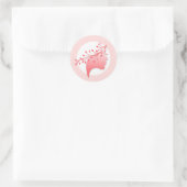 Sticker Rond Femine Silhouette Logo féminin Corail et rose (Sac)