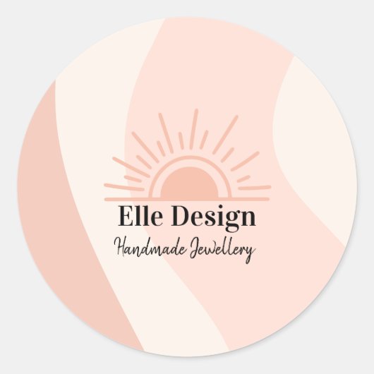 Sticker Rond Feminine Blush Pink Professionnel Boho Sun (Devant)