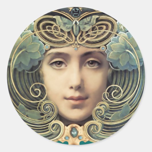 Sticker Rond Feminine Nouveau Beauté Vintage (Devant)