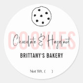 Sticker Rond Feminine rose moderne Script Cookies Nom de saveur (Devant)