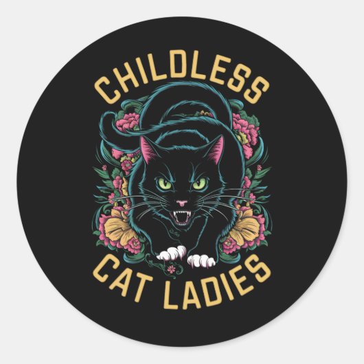 Sticker Rond Feminist Cat Ladies 2024 (Devant)