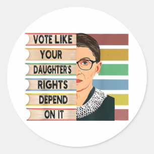 Sticker Rond Feministe Ruth Bader Ginsburg RBG Citation Girl Wi