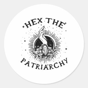 Sticker Rond Feministe Wicca Witch Hex Le Patriarcat sorcière
